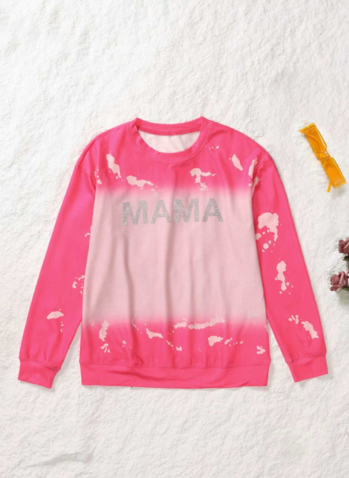 Pink Rhinestone Mama Long Sleeve Shirt