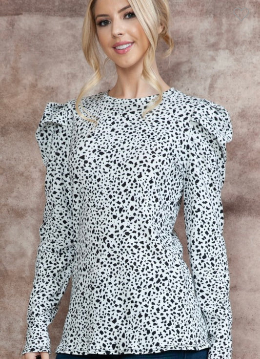 Plus size leopard print ivory long sleeve